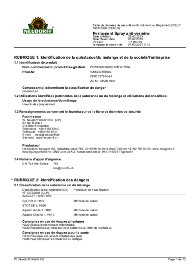 Spray anti-vermine Permanent