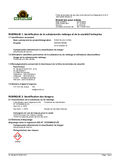 Bio-Baumanstrich Sicherheitsdatenblatt 2023-03 fr-CH