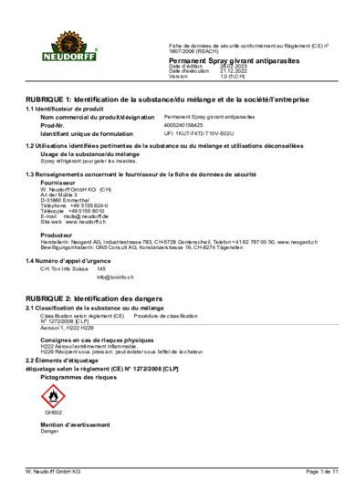 4005240158425 Sicherheitsdatenblatt 2023-02 fr-CH