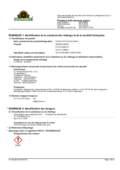 4005240158326 Sicherheitsdatenblatt 2023-02 fr-CH