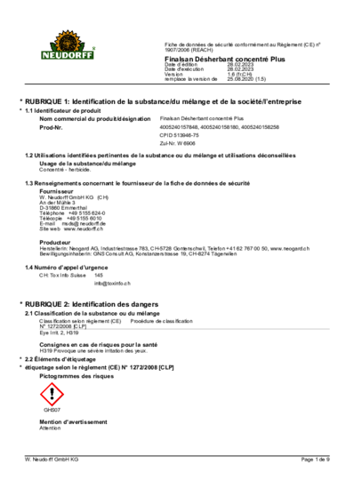 4005240158180 Sicherheitsdatenblatt 2023-02 fr-CH